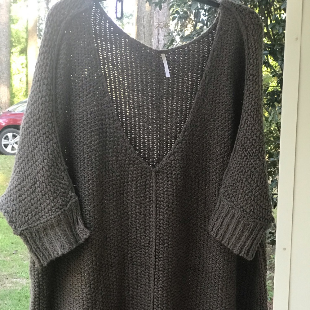 Free People Tunic Sweater Olive Green Medium Knit